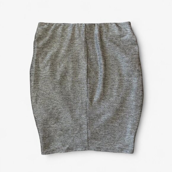 NWT Torrid Mini Foil Knit Tulip Skirt with Ruching in Silver Size 10 - Picture 7 of 11